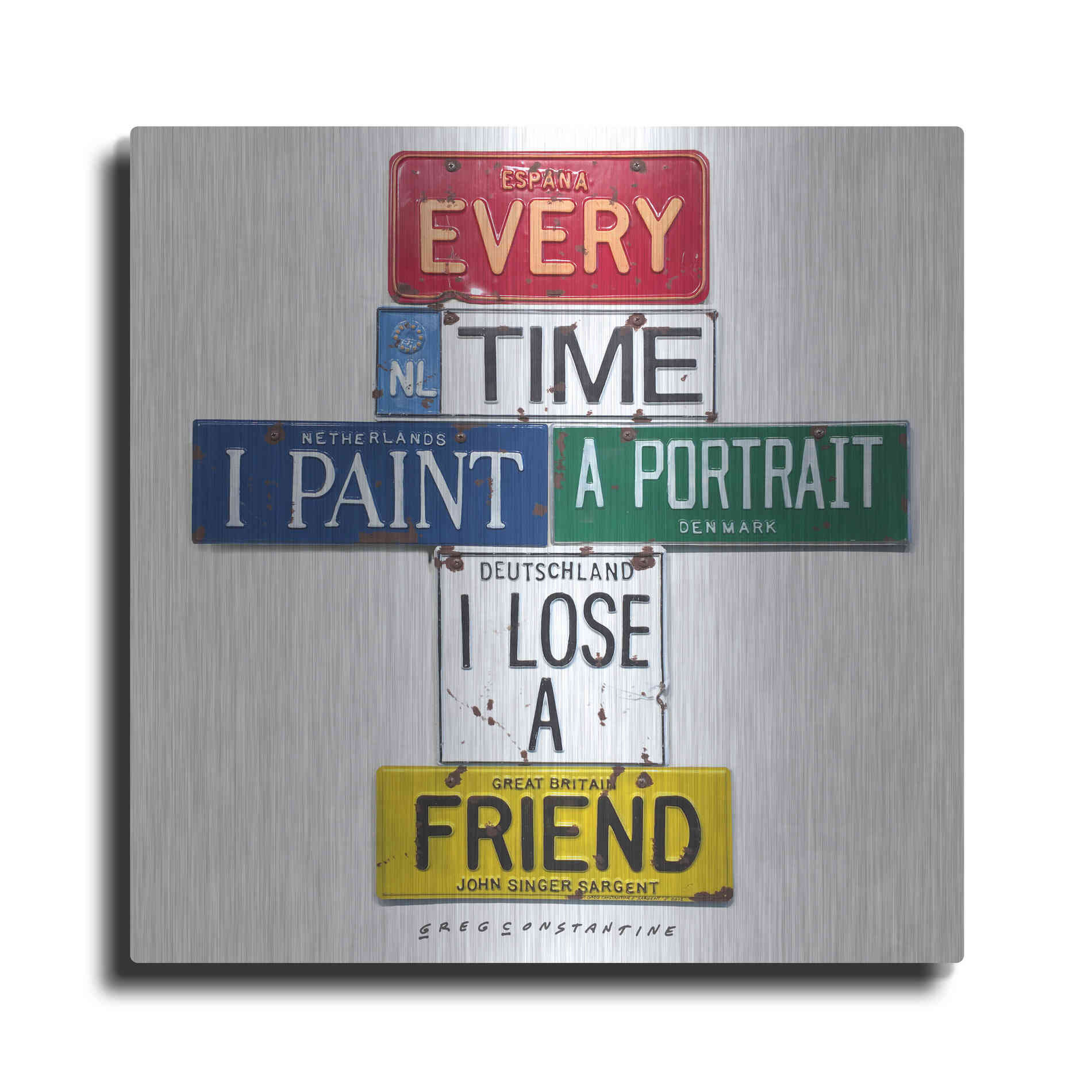 Luxe Metal Art 'Sargent Portrait' by Gregory Constantine, Metal Wall Art