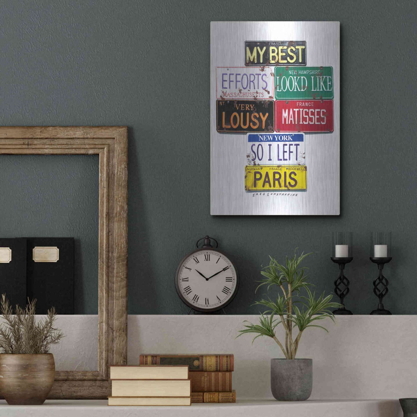 Luxe Metal Art 'Rockwell Lousy Matisses' by Gregory Constantine, Metal Wall Art,12x16