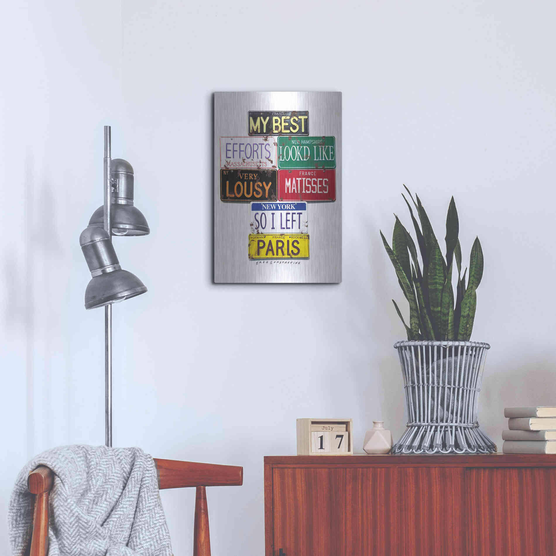 Luxe Metal Art 'Rockwell Lousy Matisses' by Gregory Constantine, Metal Wall Art,16x24