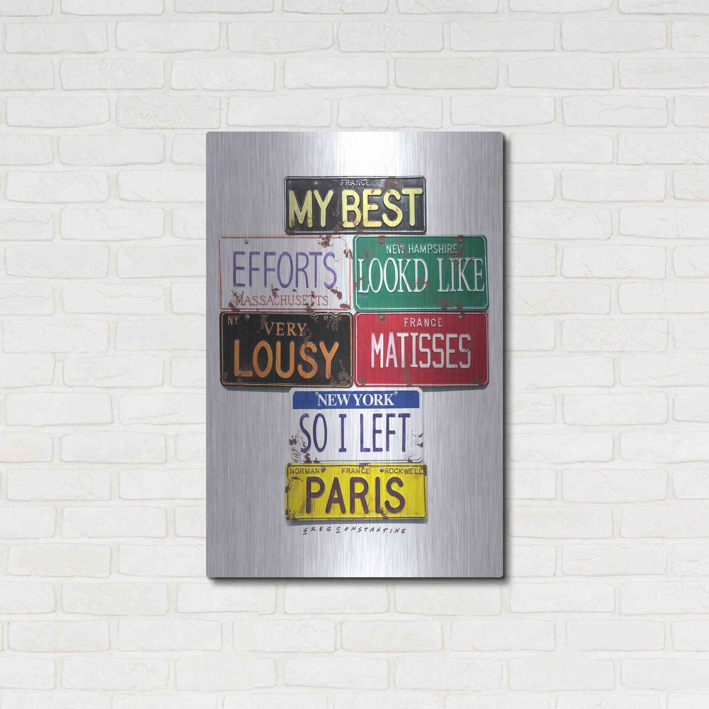 Luxe Metal Art 'Rockwell Lousy Matisses' by Gregory Constantine, Metal Wall Art,24x36