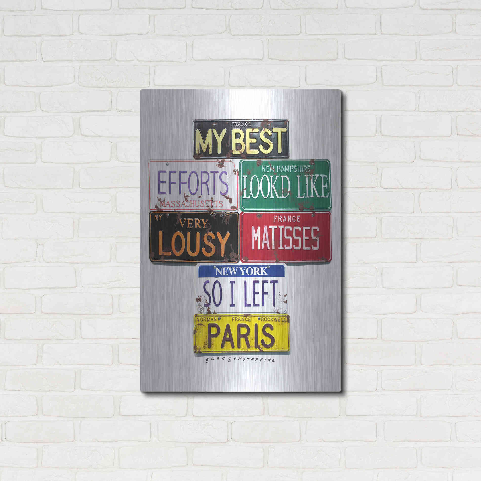 Luxe Metal Art 'Rockwell Lousy Matisses' by Gregory Constantine, Metal Wall Art,24x36