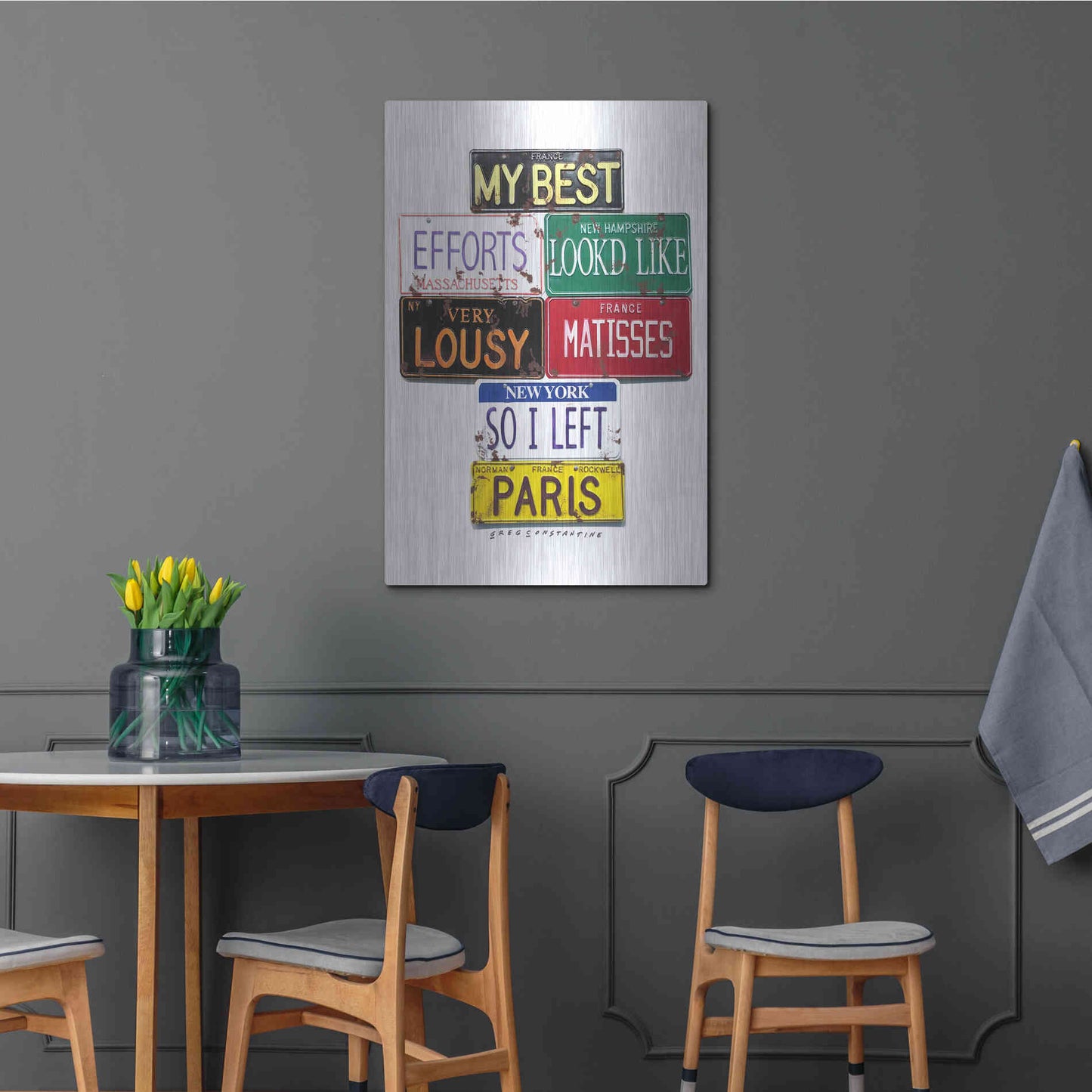 Luxe Metal Art 'Rockwell Lousy Matisses' by Gregory Constantine, Metal Wall Art,24x36