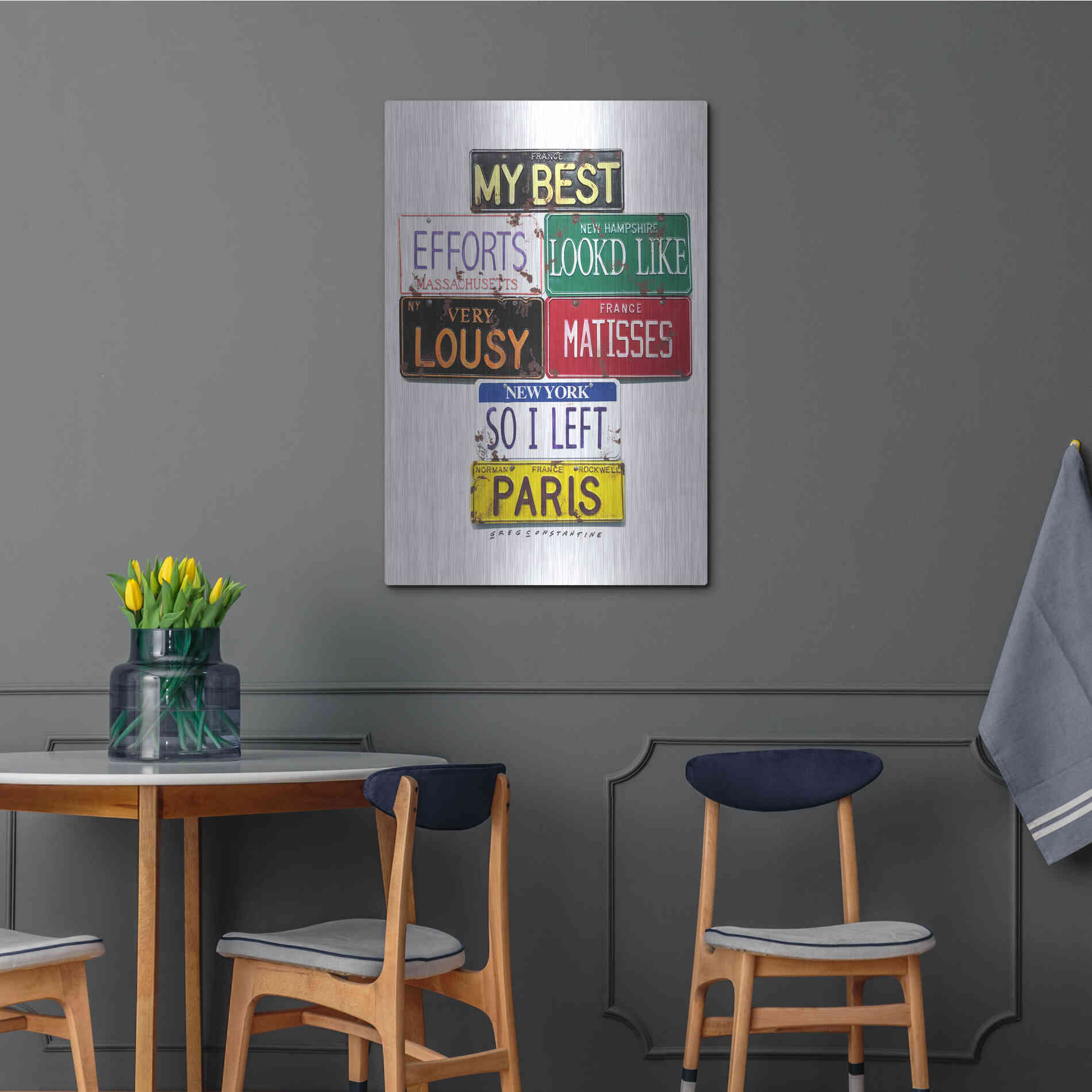 Luxe Metal Art 'Rockwell Lousy Matisses' by Gregory Constantine, Metal Wall Art,24x36