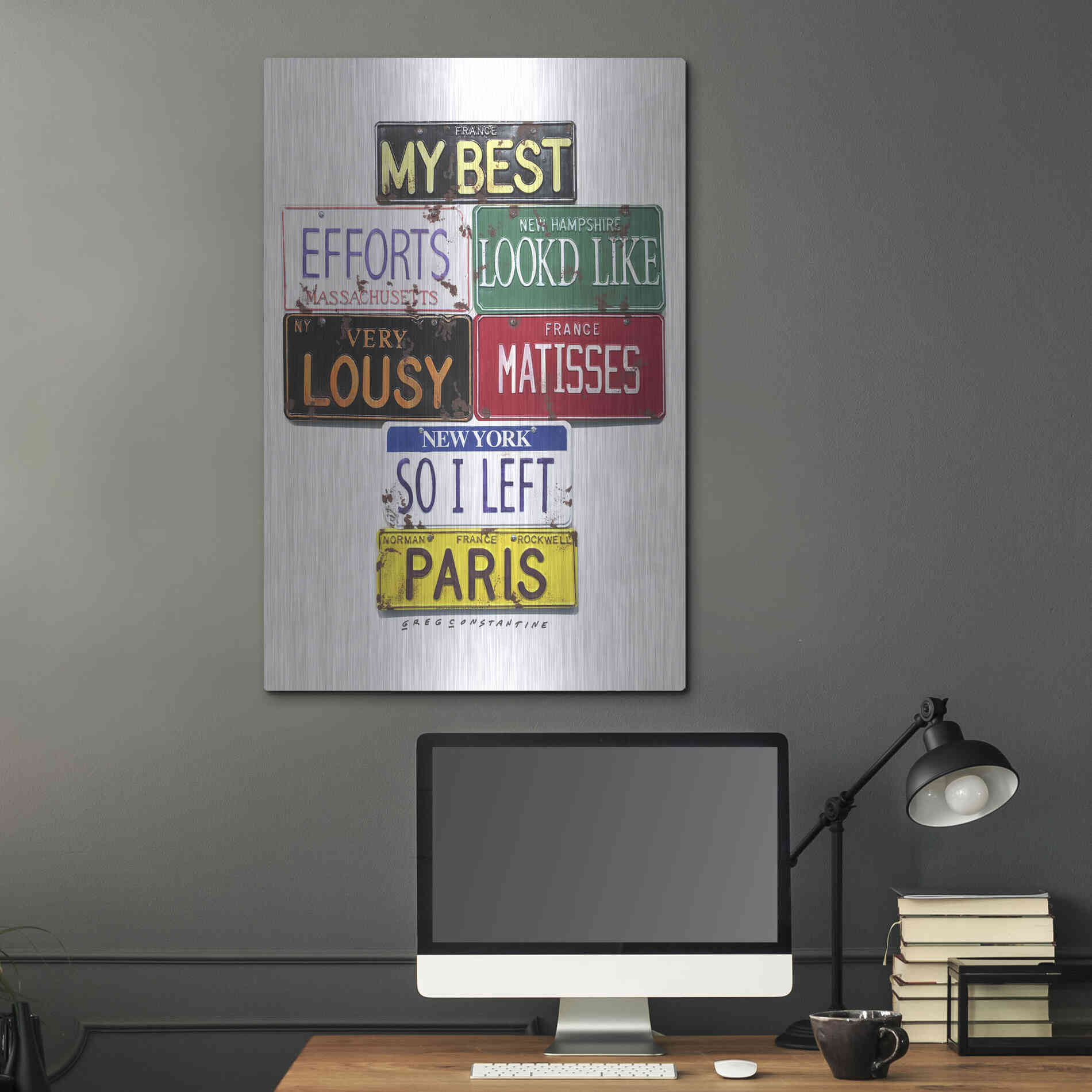 Luxe Metal Art 'Rockwell Lousy Matisses' by Gregory Constantine, Metal Wall Art,24x36