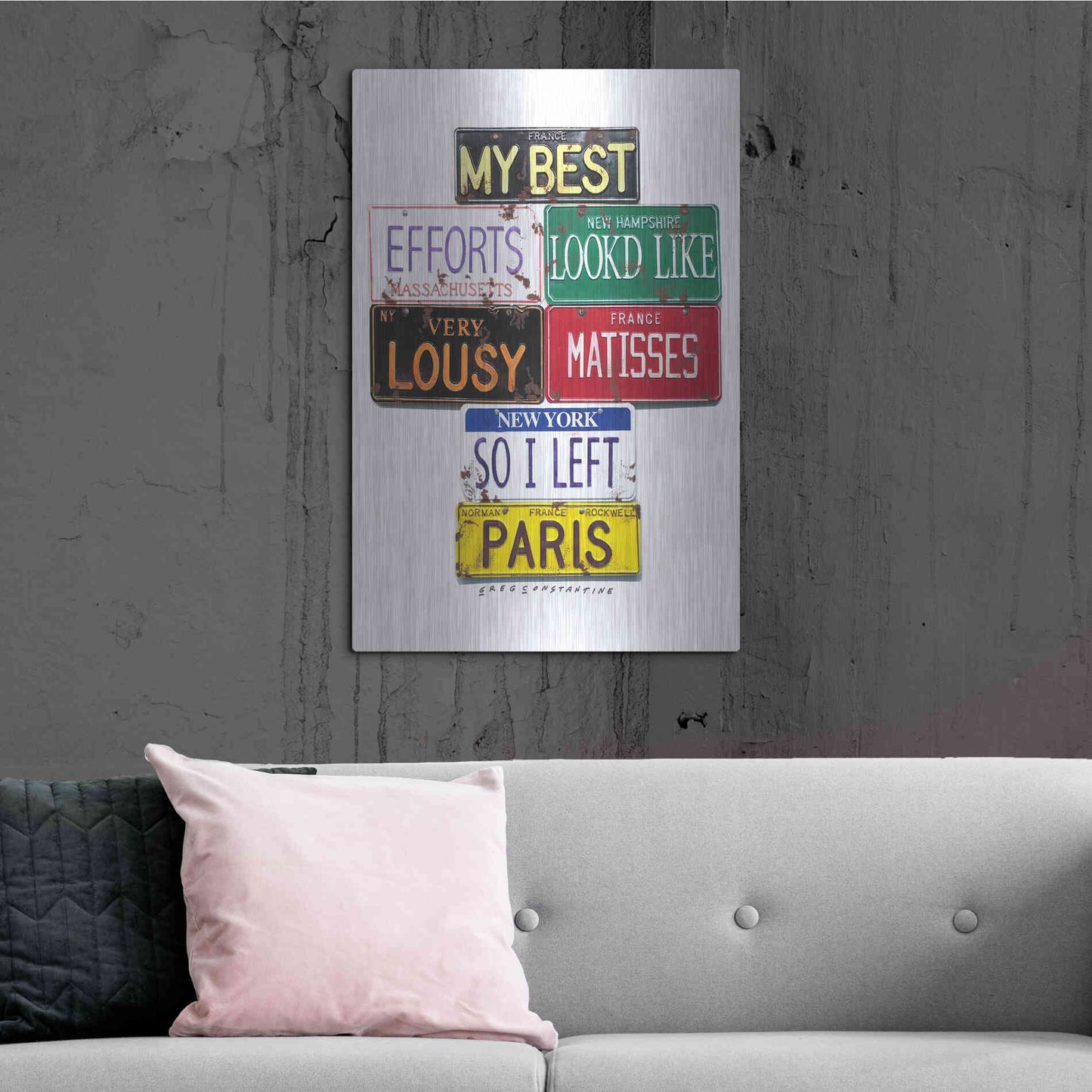 Luxe Metal Art 'Rockwell Lousy Matisses' by Gregory Constantine, Metal Wall Art,24x36