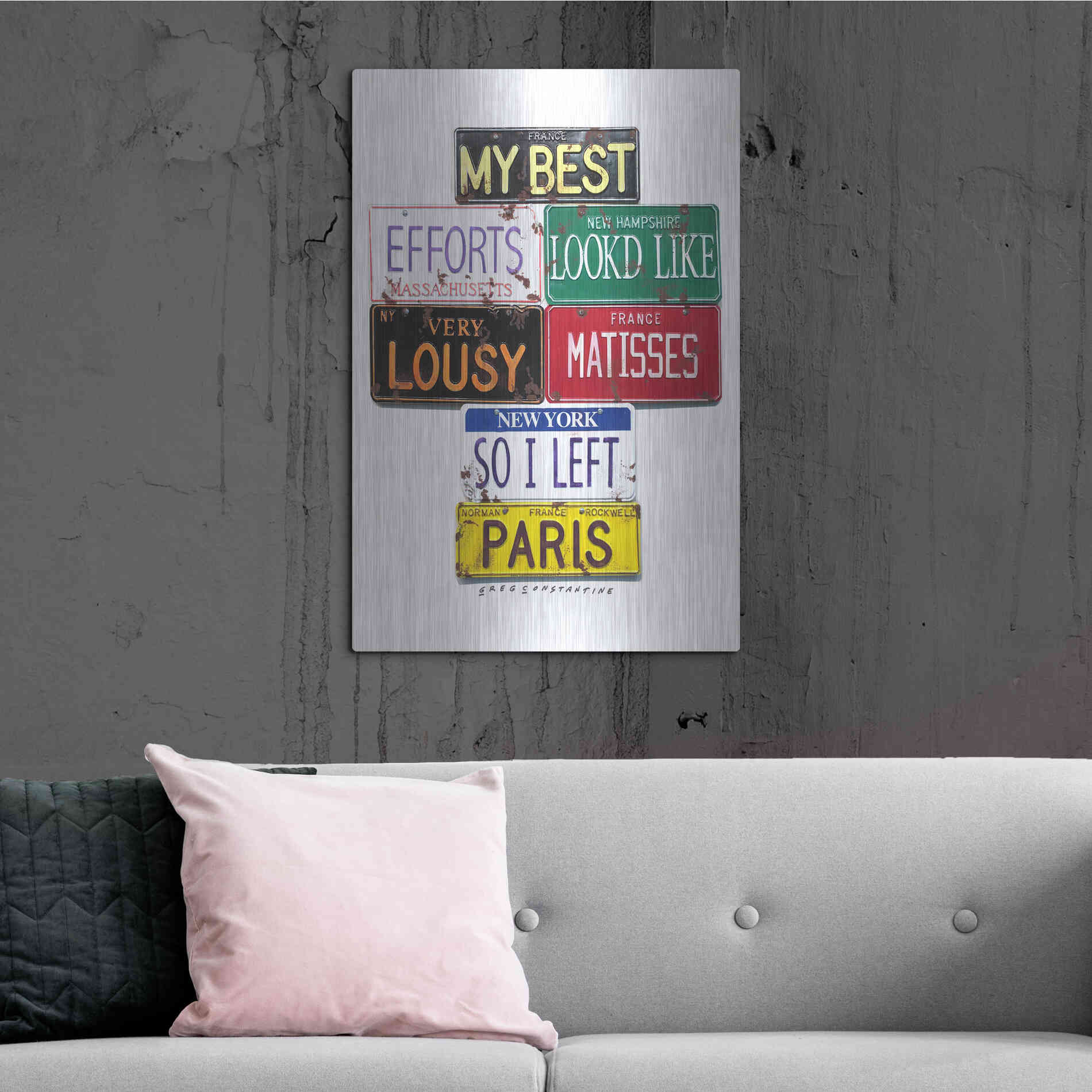 Luxe Metal Art 'Rockwell Lousy Matisses' by Gregory Constantine, Metal Wall Art,24x36