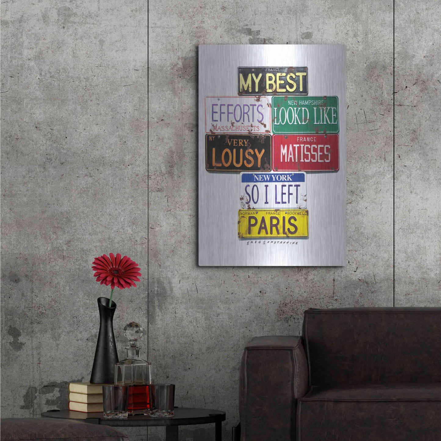 Luxe Metal Art 'Rockwell Lousy Matisses' by Gregory Constantine, Metal Wall Art,24x36