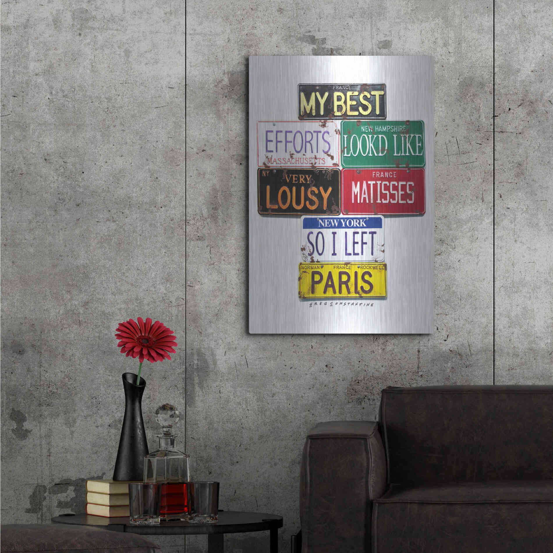 Luxe Metal Art 'Rockwell Lousy Matisses' by Gregory Constantine, Metal Wall Art,24x36