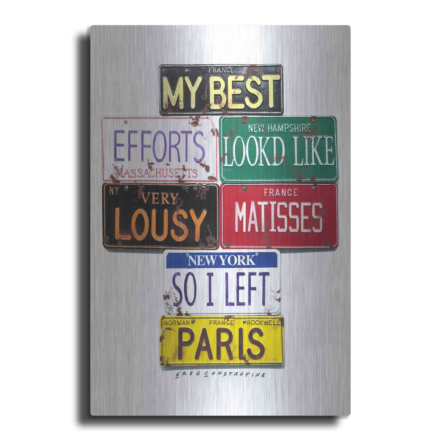 Luxe Metal Art 'Rockwell Lousy Matisses' by Gregory Constantine, Metal Wall Art