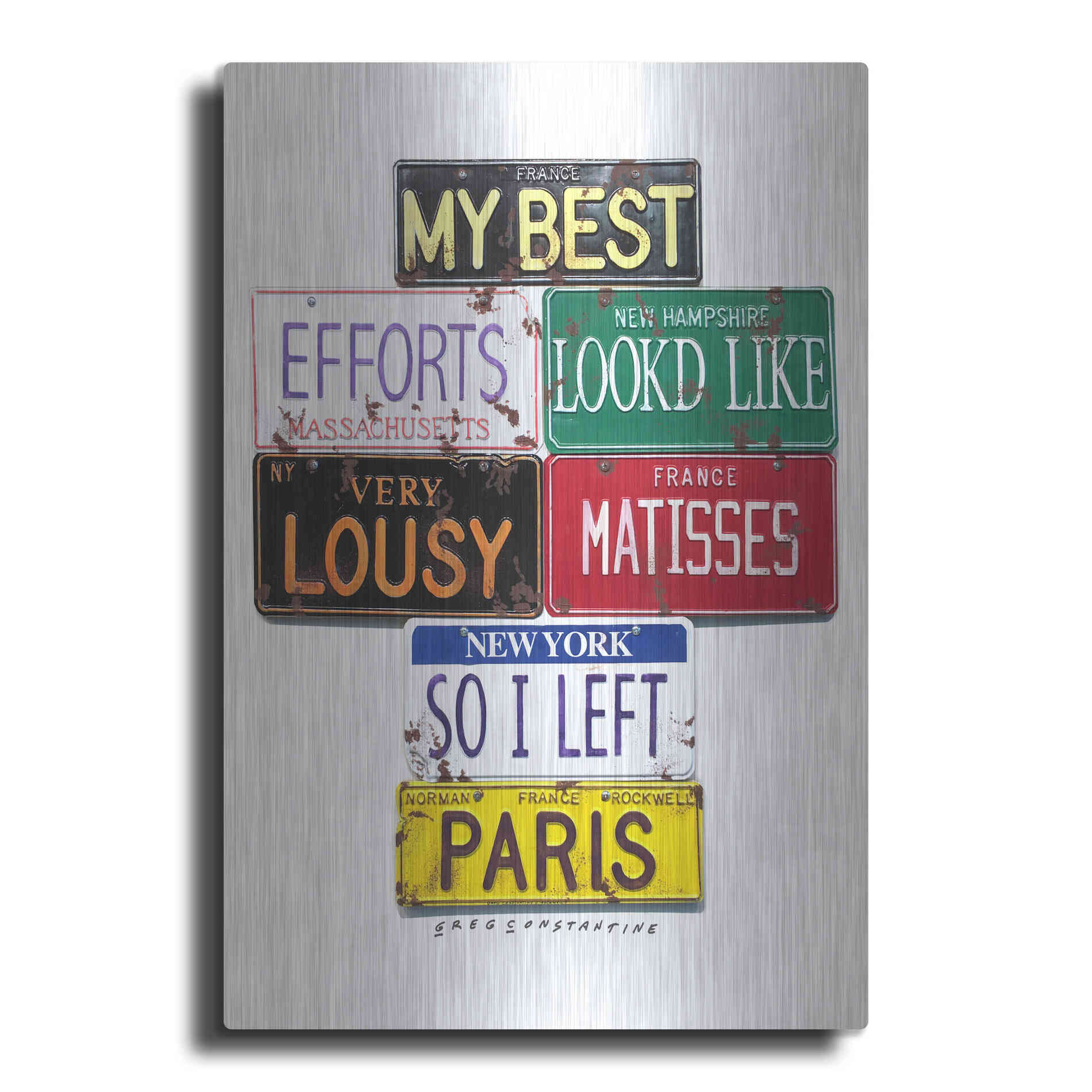 Luxe Metal Art 'Rockwell Lousy Matisses' by Gregory Constantine, Metal Wall Art