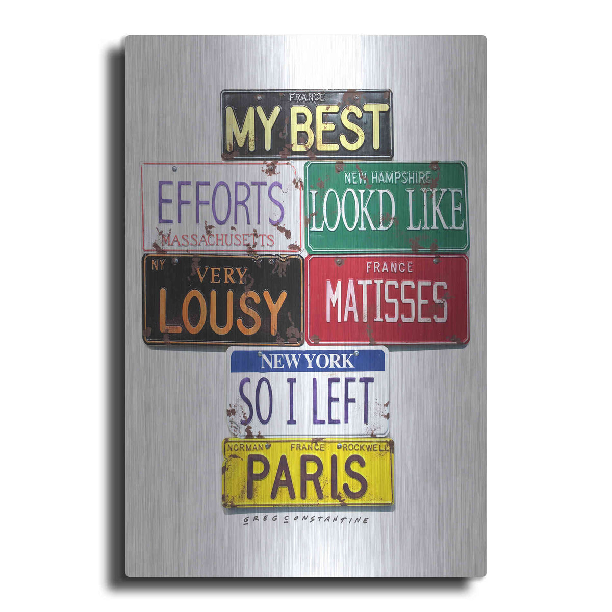 Luxe Metal Art 'Rockwell Lousy Matisses' by Gregory Constantine, Metal Wall Art