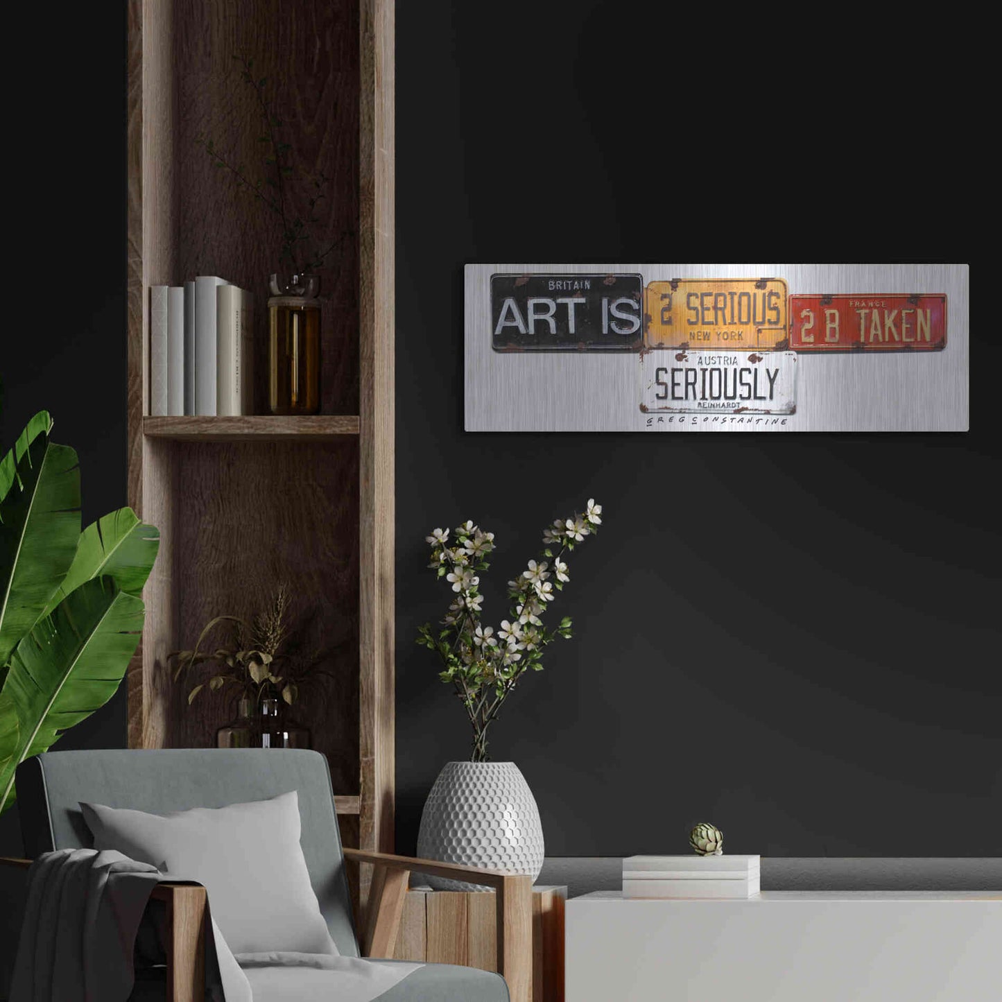 Luxe Metal Art 'Reinhardt Seriously' by Gregory Constantine, Metal Wall Art,36x12