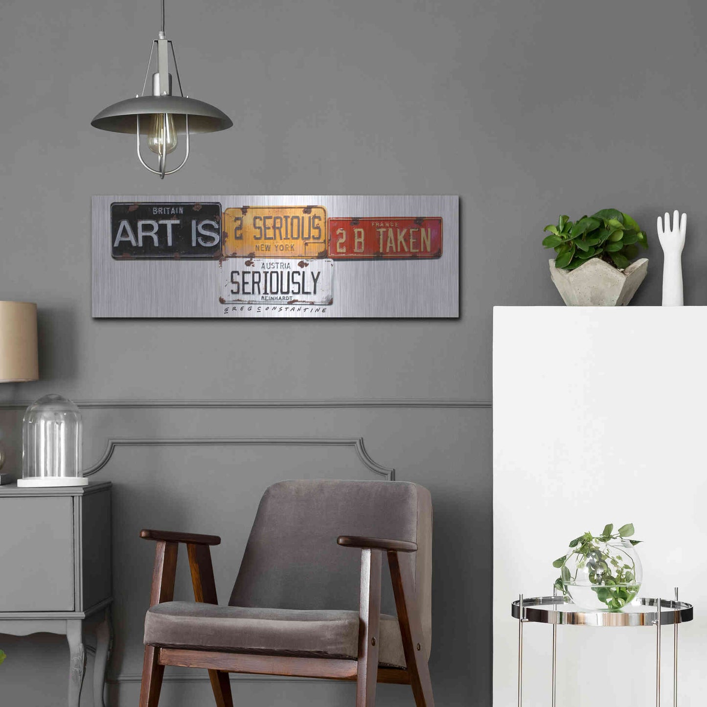 Luxe Metal Art 'Reinhardt Seriously' by Gregory Constantine, Metal Wall Art,36x12