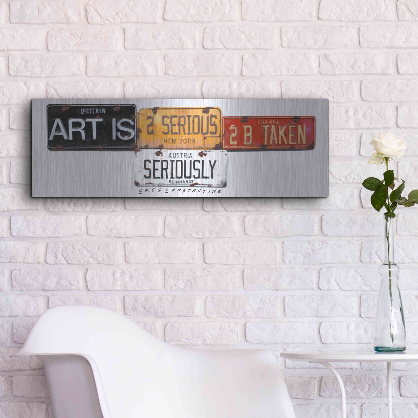 Luxe Metal Art 'Reinhardt Seriously' by Gregory Constantine, Metal Wall Art,36x12