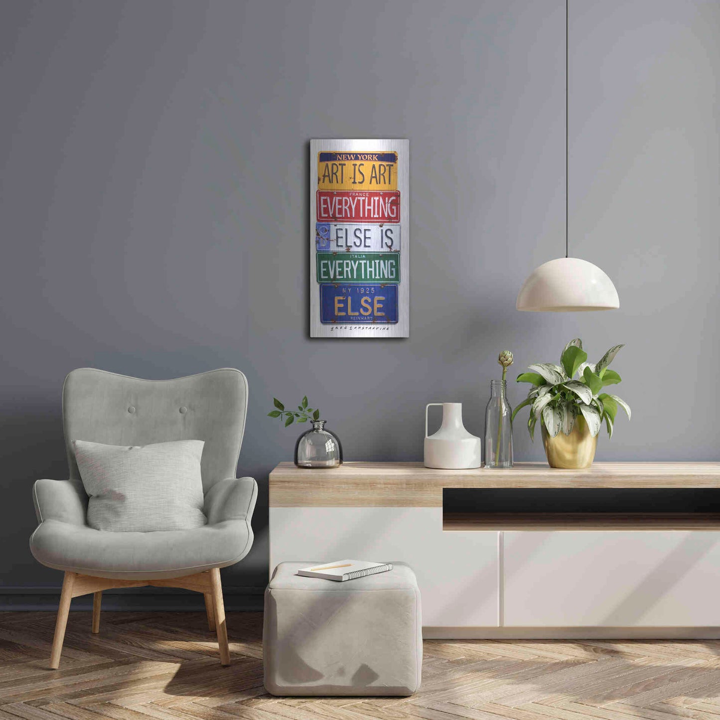 Luxe Metal Art 'Reinhardt Everything Else' by Gregory Constantine, Metal Wall Art,12x24