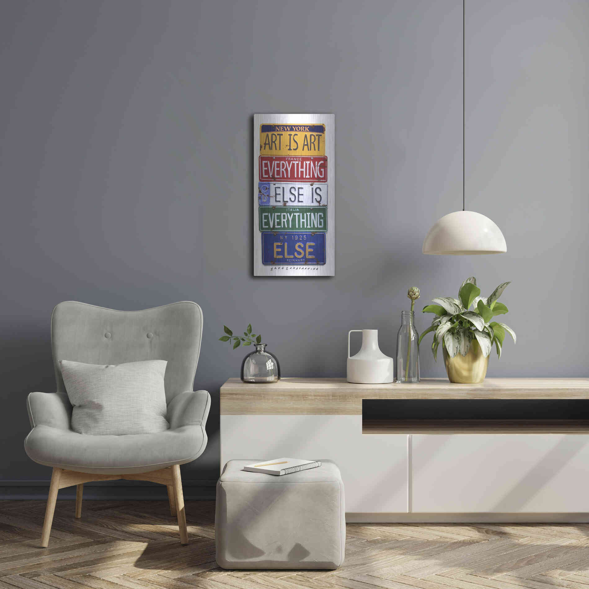 Luxe Metal Art 'Reinhardt Everything Else' by Gregory Constantine, Metal Wall Art,12x24