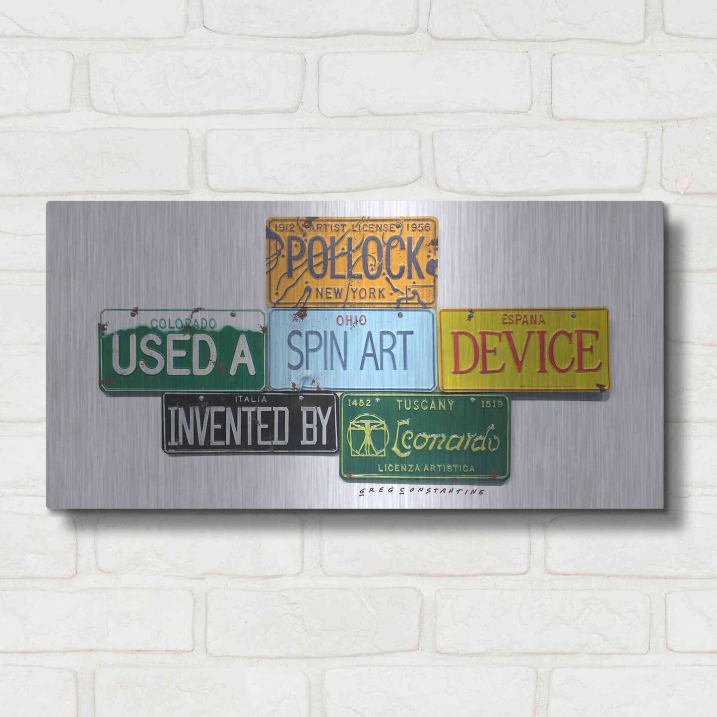Luxe Metal Art 'Pollock Spin Art' by Gregory Constantine, Metal Wall Art,24x12