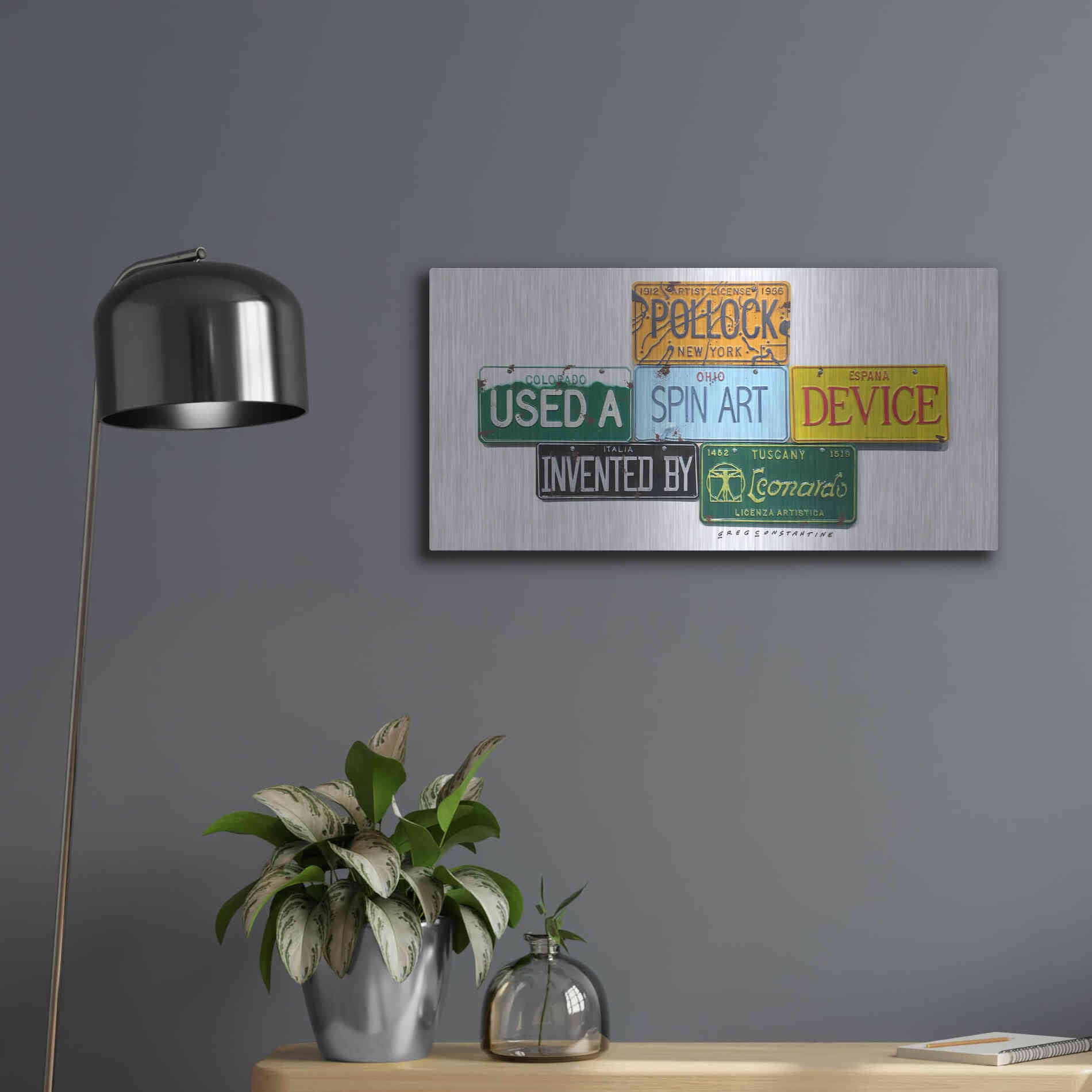 Luxe Metal Art 'Pollock Spin Art' by Gregory Constantine, Metal Wall Art,24x12