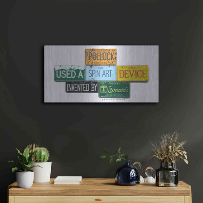 Luxe Metal Art 'Pollock Spin Art' by Gregory Constantine, Metal Wall Art,24x12