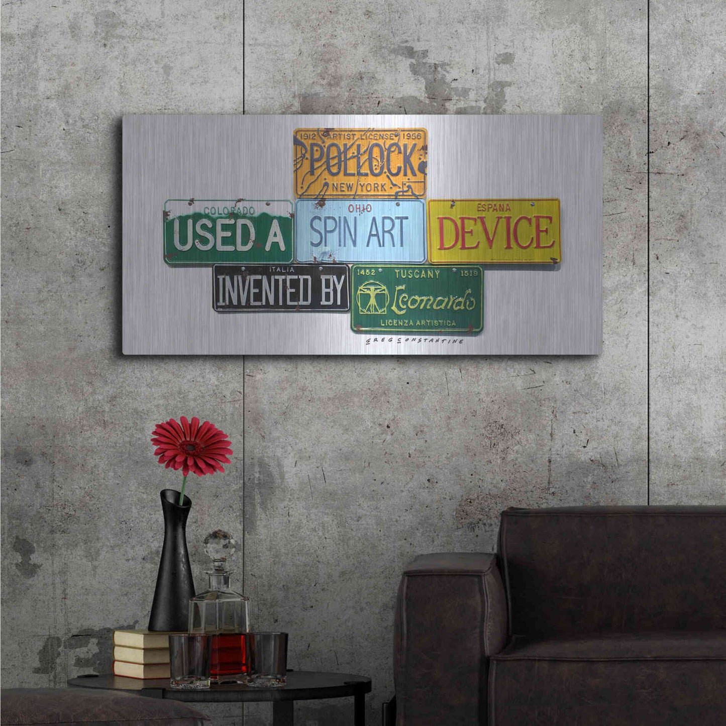 Luxe Metal Art 'Pollock Spin Art' by Gregory Constantine, Metal Wall Art,48x24