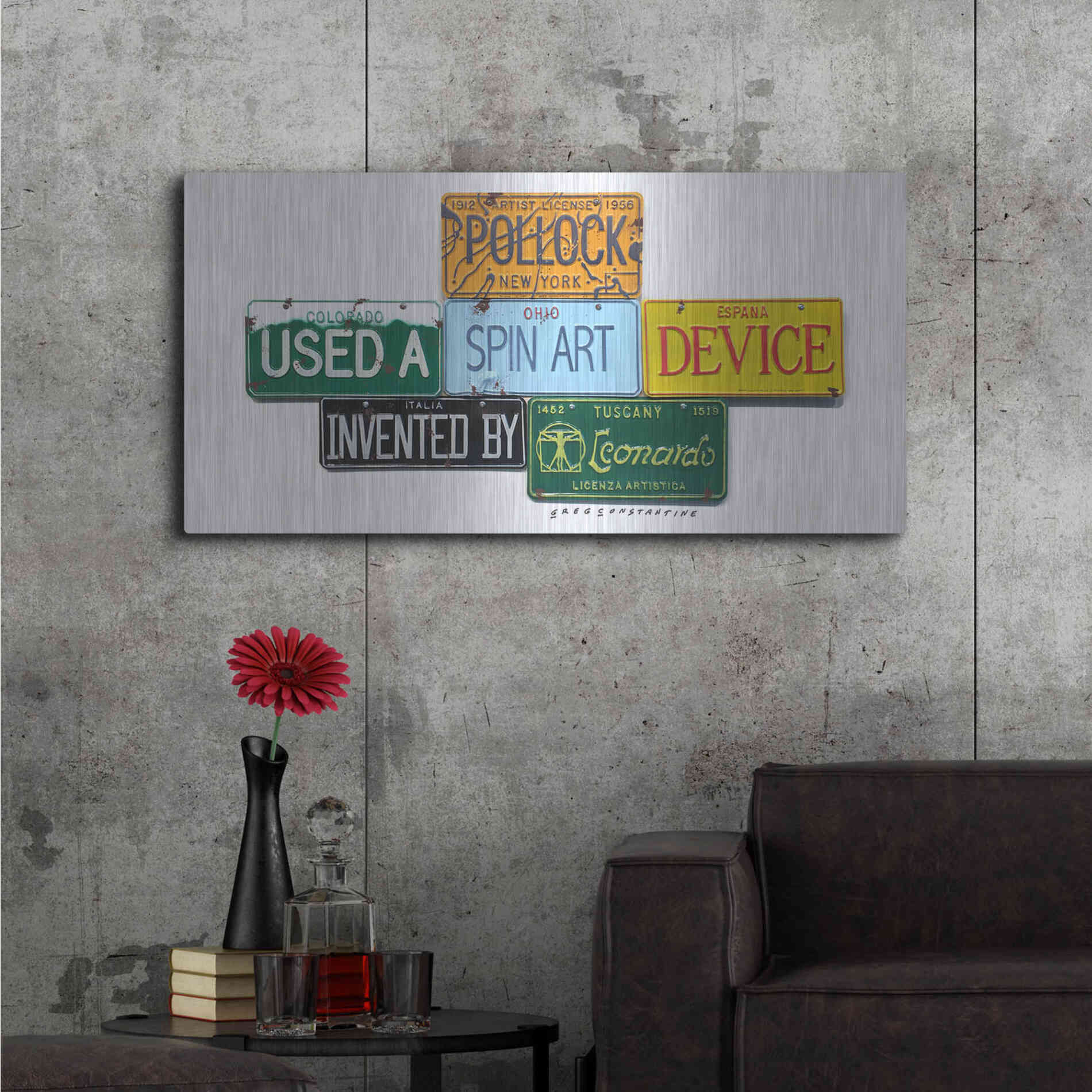 Luxe Metal Art 'Pollock Spin Art' by Gregory Constantine, Metal Wall Art,48x24