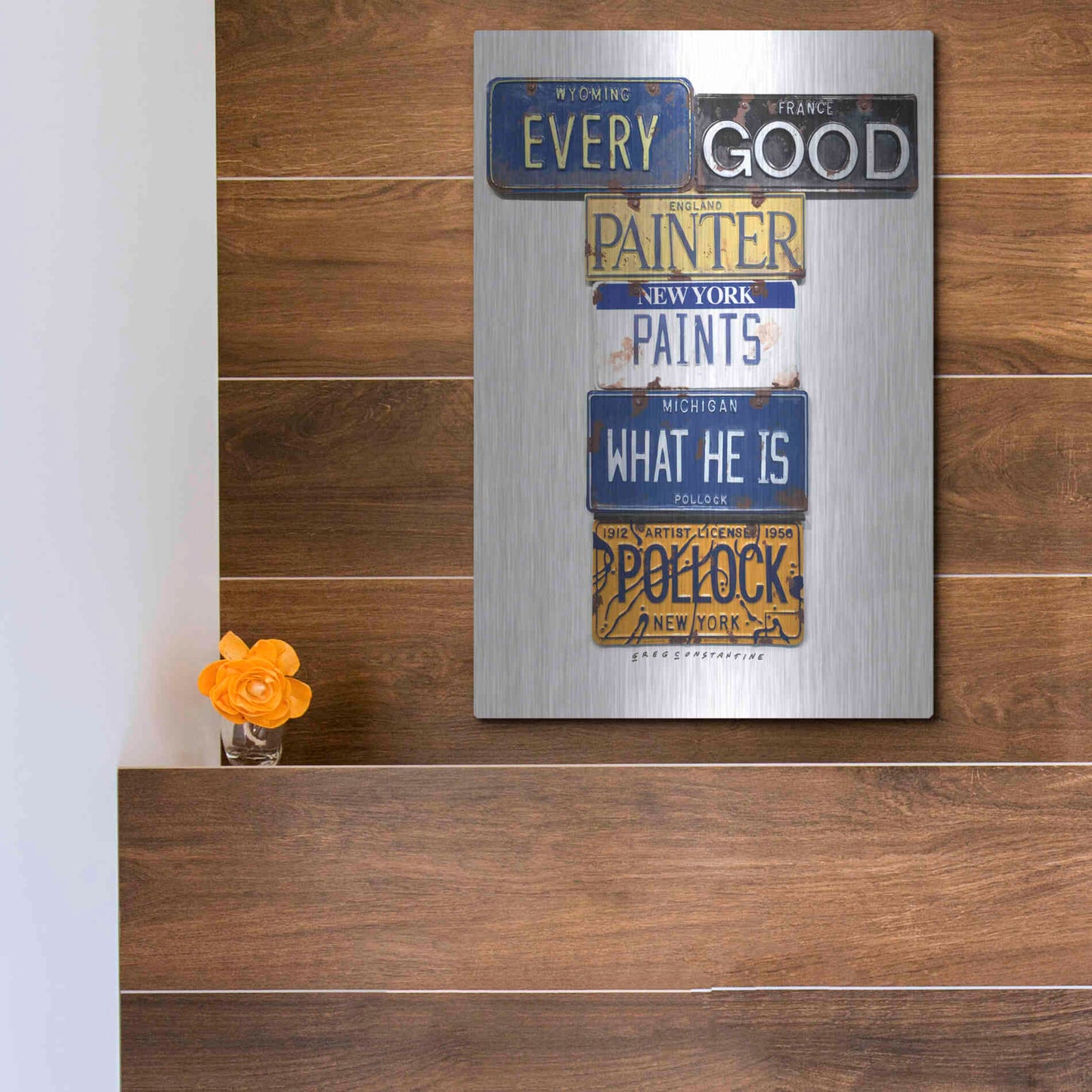 Luxe Metal Art 'Pollock Every Painter' by Gregory Constantine, Metal Wall Art,12x16