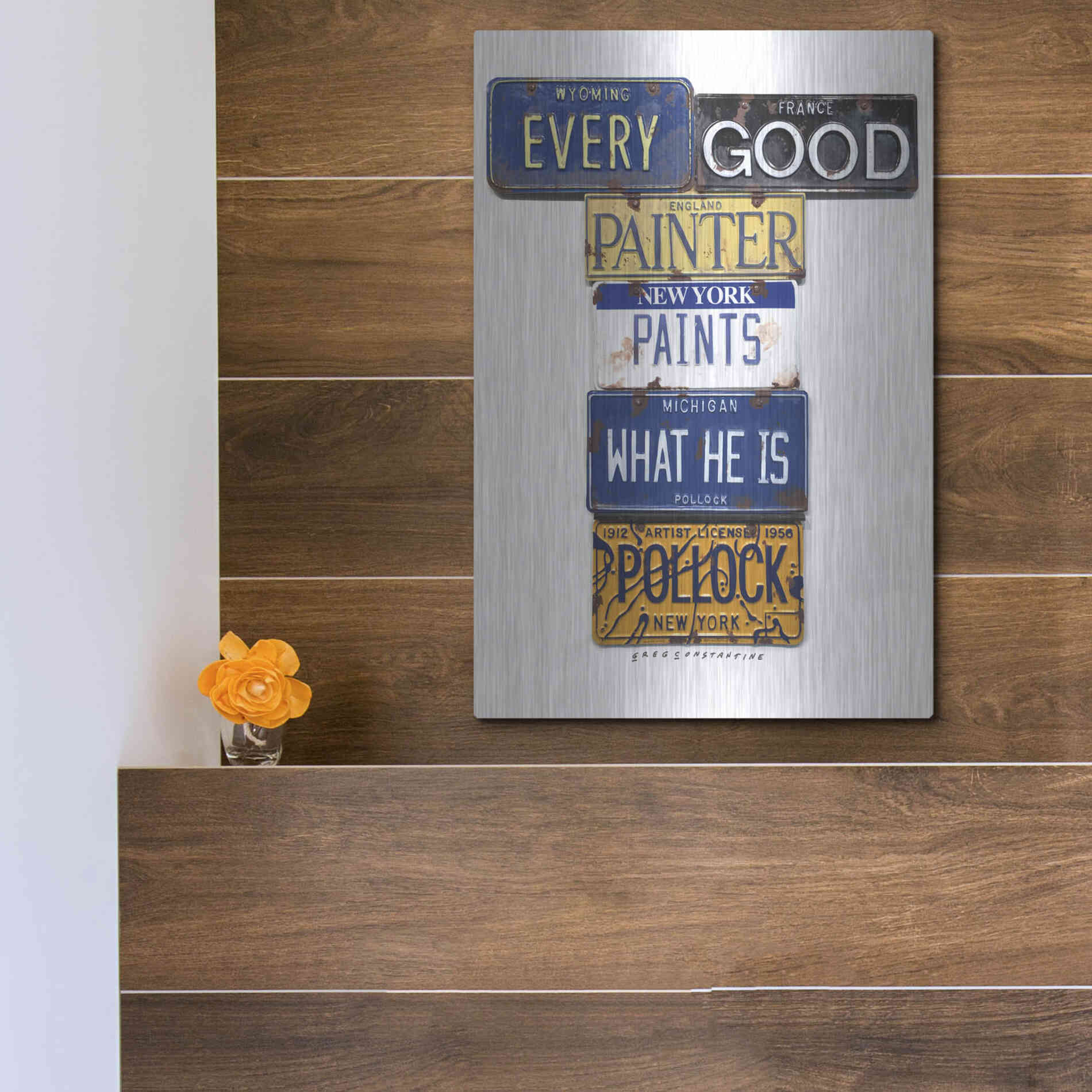 Luxe Metal Art 'Pollock Every Painter' by Gregory Constantine, Metal Wall Art,12x16