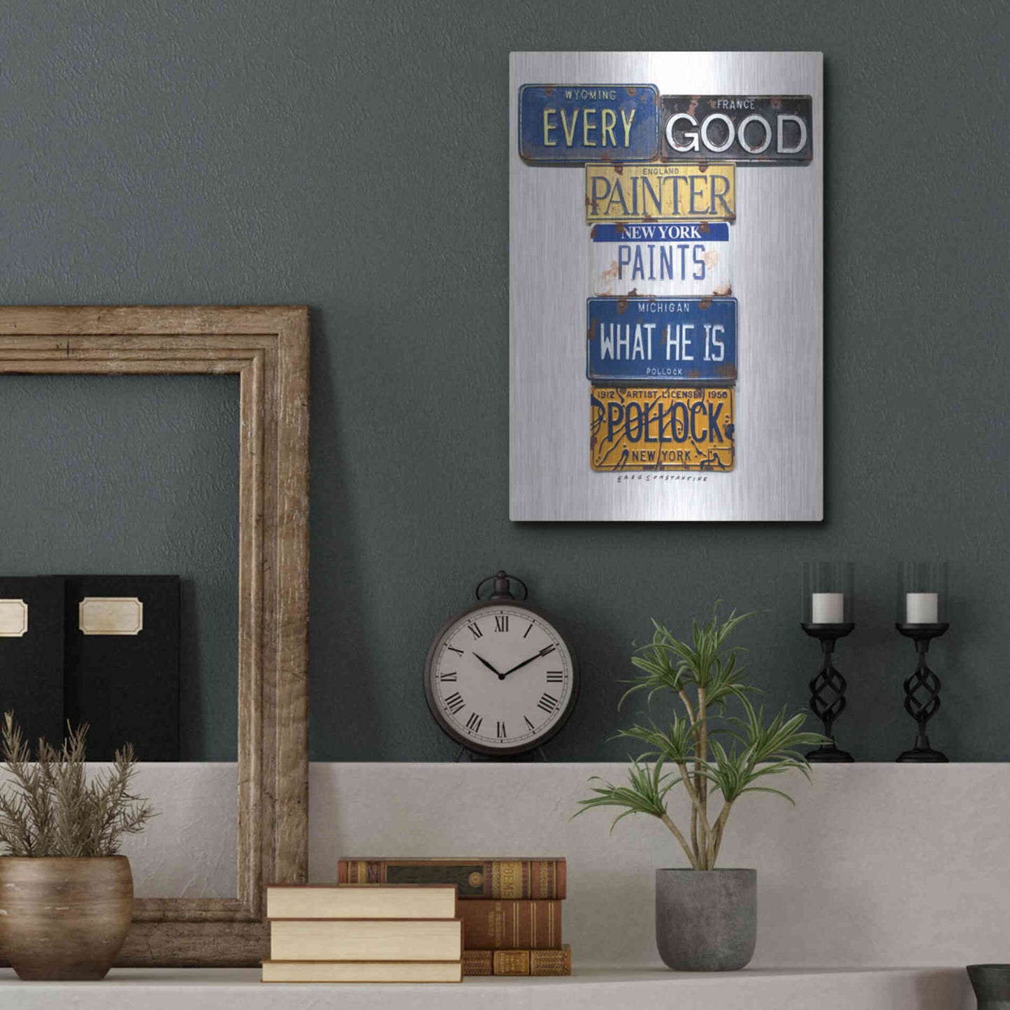 Luxe Metal Art 'Pollock Every Painter' by Gregory Constantine, Metal Wall Art,12x16