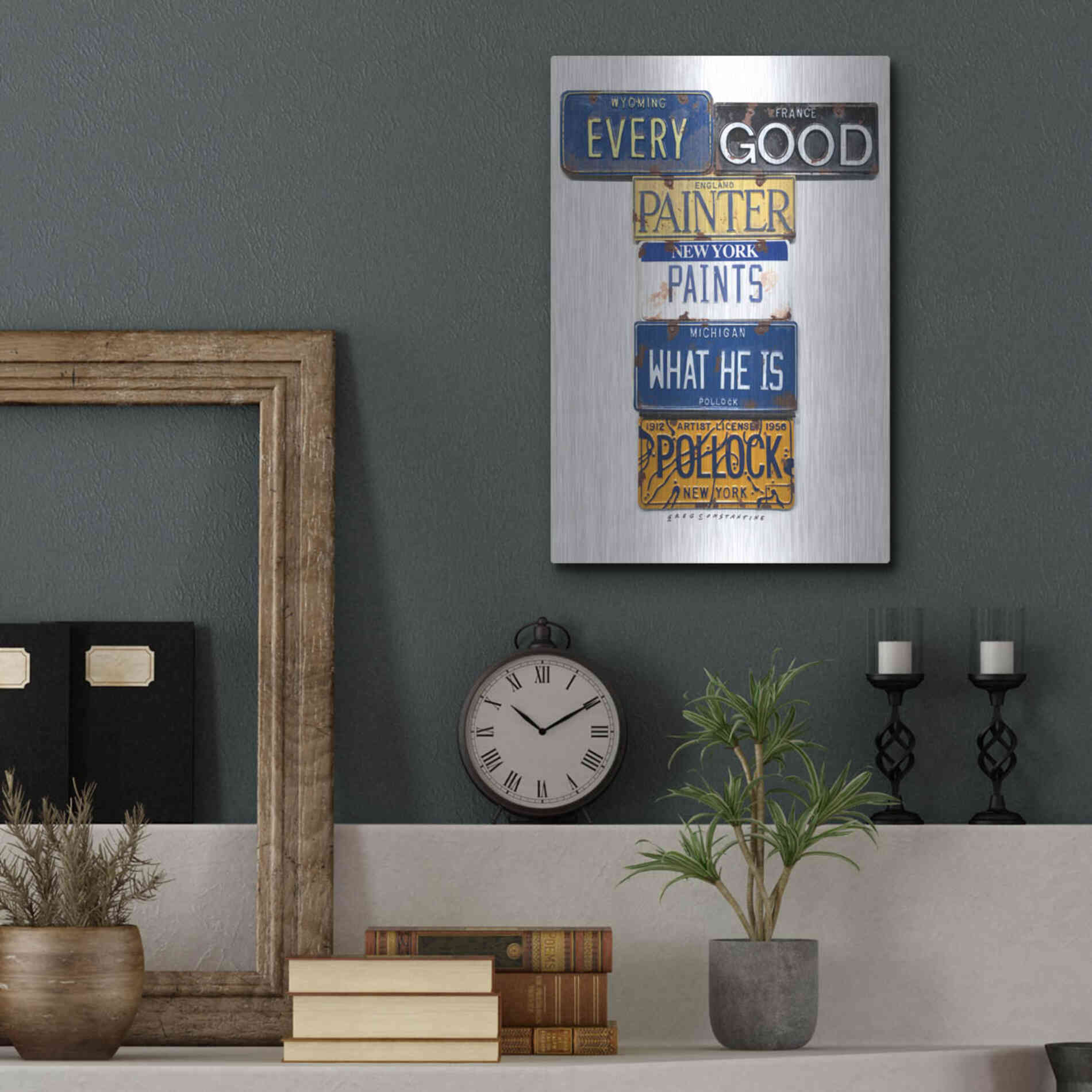 Luxe Metal Art 'Pollock Every Painter' by Gregory Constantine, Metal Wall Art,12x16