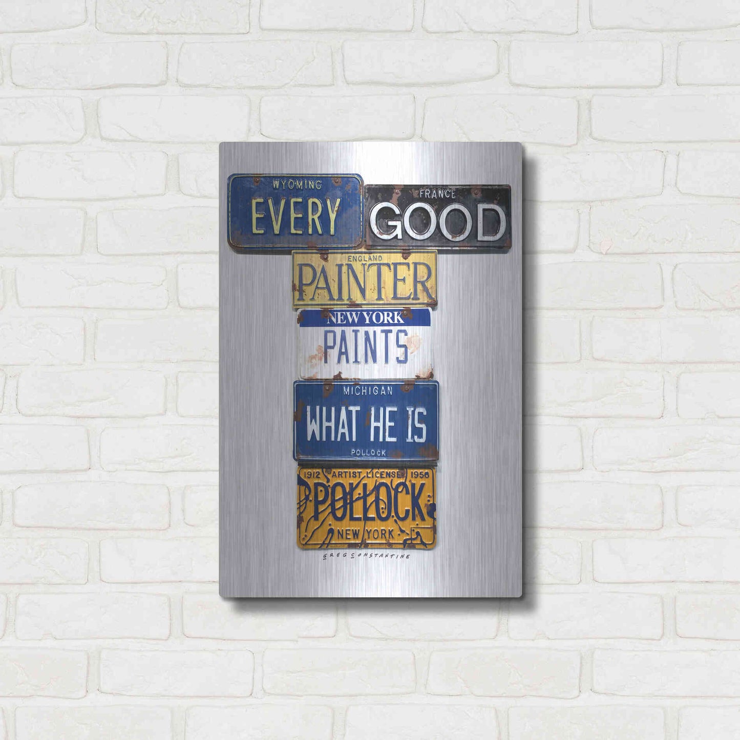 Luxe Metal Art 'Pollock Every Painter' by Gregory Constantine, Metal Wall Art,16x24