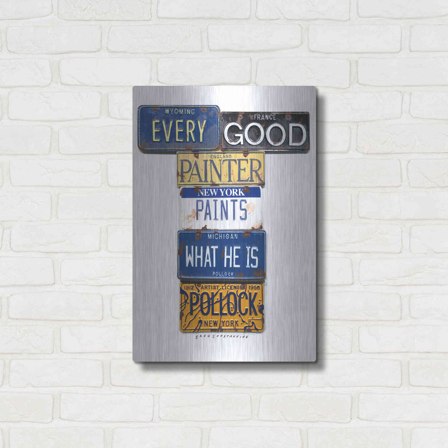 Luxe Metal Art 'Pollock Every Painter' by Gregory Constantine, Metal Wall Art,16x24