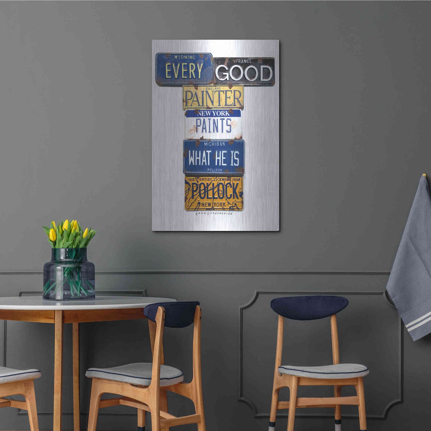 Luxe Metal Art 'Pollock Every Painter' by Gregory Constantine, Metal Wall Art,24x36
