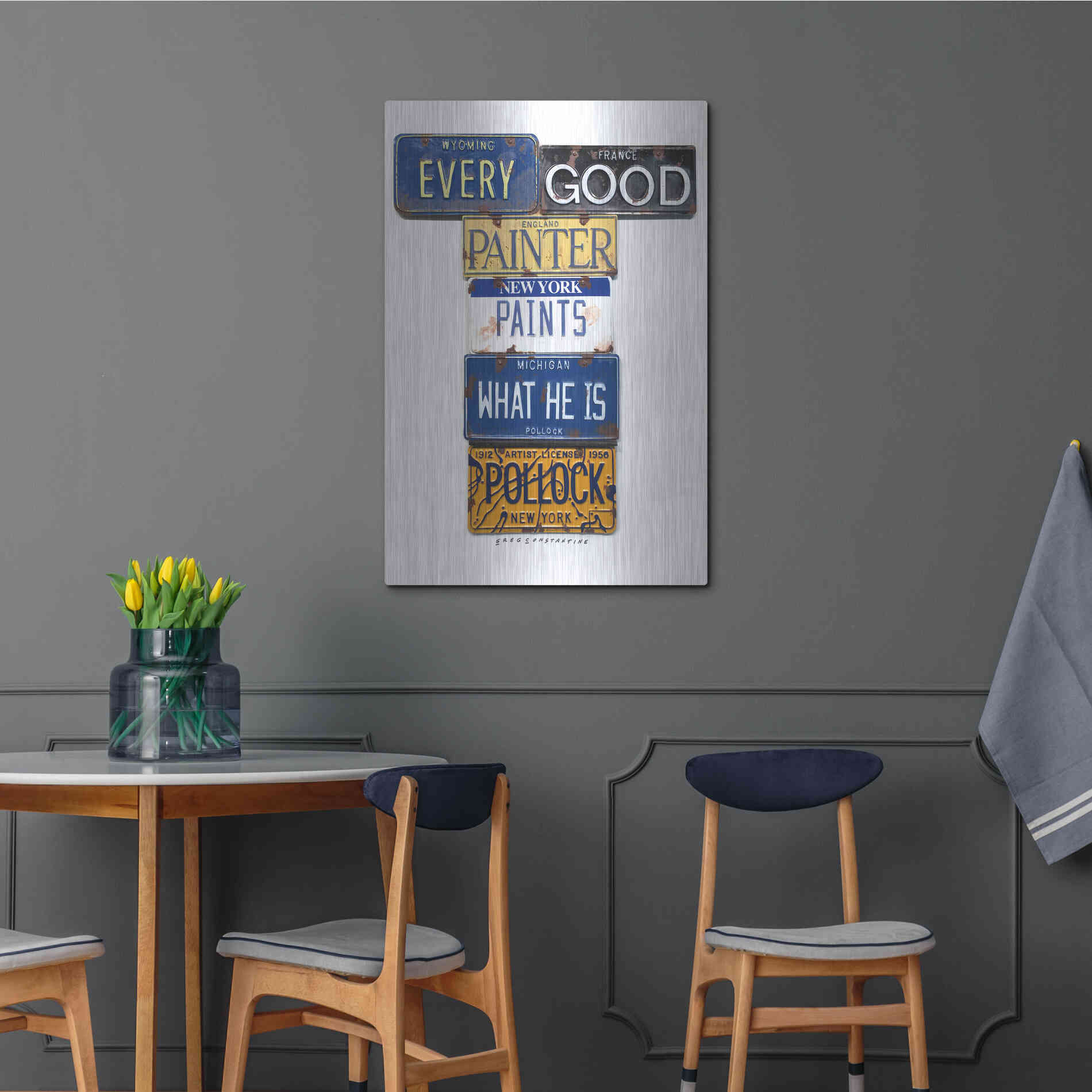 Luxe Metal Art 'Pollock Every Painter' by Gregory Constantine, Metal Wall Art,24x36