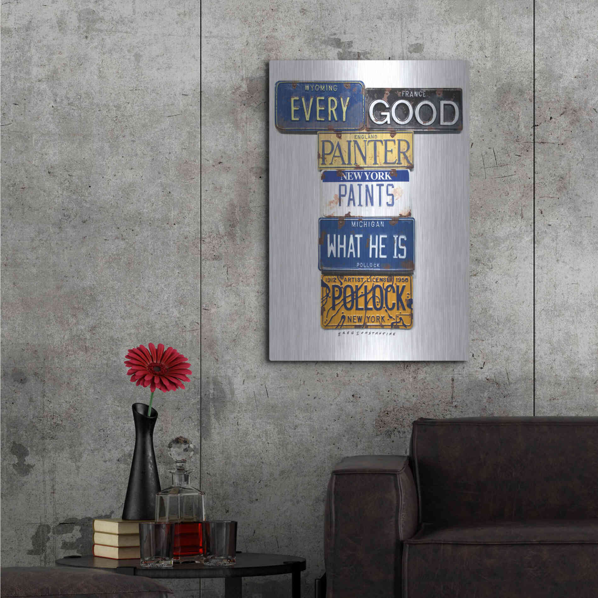 Luxe Metal Art 'Pollock Every Painter' by Gregory Constantine, Metal Wall Art,24x36
