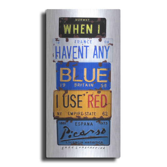 Luxe Metal Art 'Picasso Use Red' by Gregory Constantine, Metal Wall Art