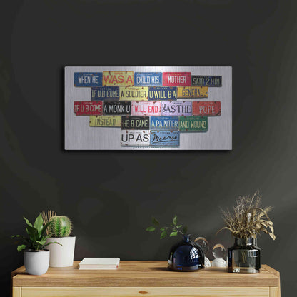 Luxe Metal Art 'Picasso Mother Said' by Gregory Constantine, Metal Wall Art,24x12