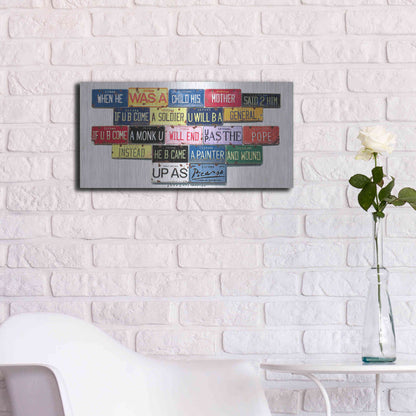 Luxe Metal Art 'Picasso Mother Said' by Gregory Constantine, Metal Wall Art,24x12