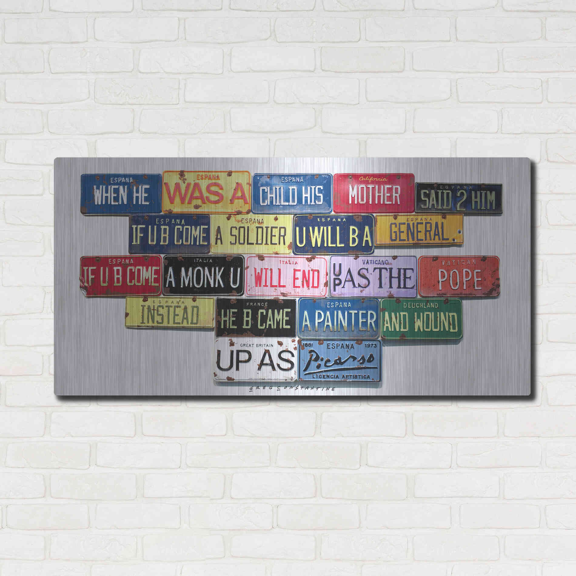 Luxe Metal Art 'Picasso Mother Said' by Gregory Constantine, Metal Wall Art,48x24