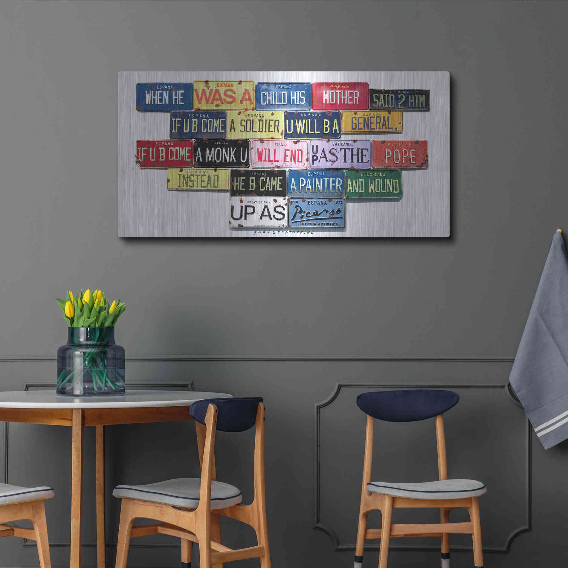 Luxe Metal Art 'Picasso Mother Said' by Gregory Constantine, Metal Wall Art,48x24