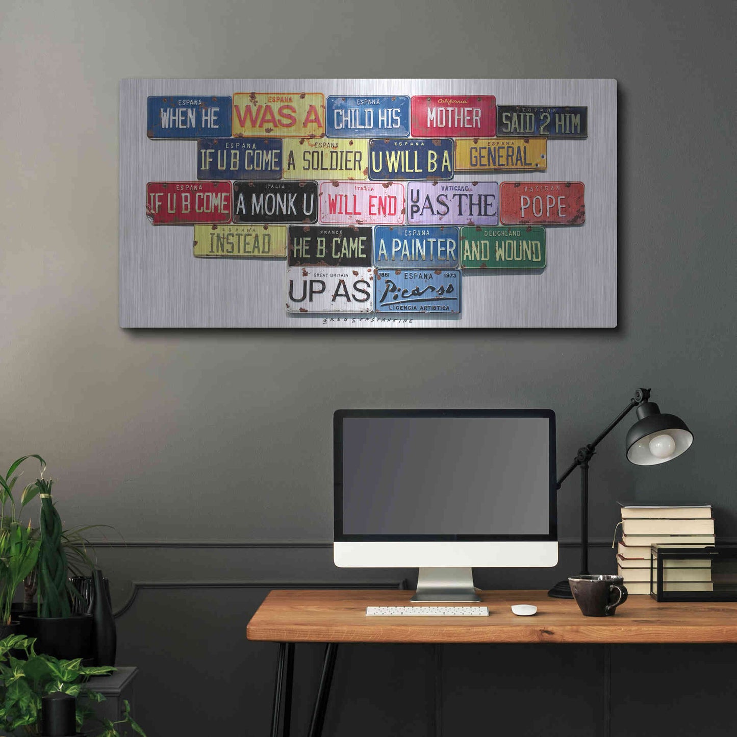 Luxe Metal Art 'Picasso Mother Said' by Gregory Constantine, Metal Wall Art,48x24