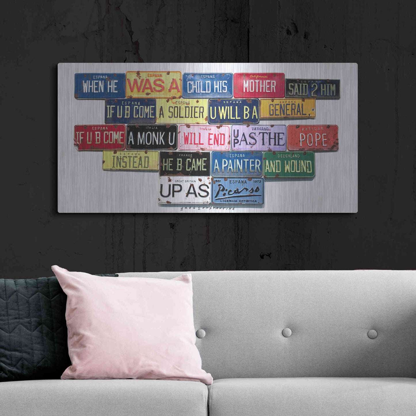 Luxe Metal Art 'Picasso Mother Said' by Gregory Constantine, Metal Wall Art,48x24