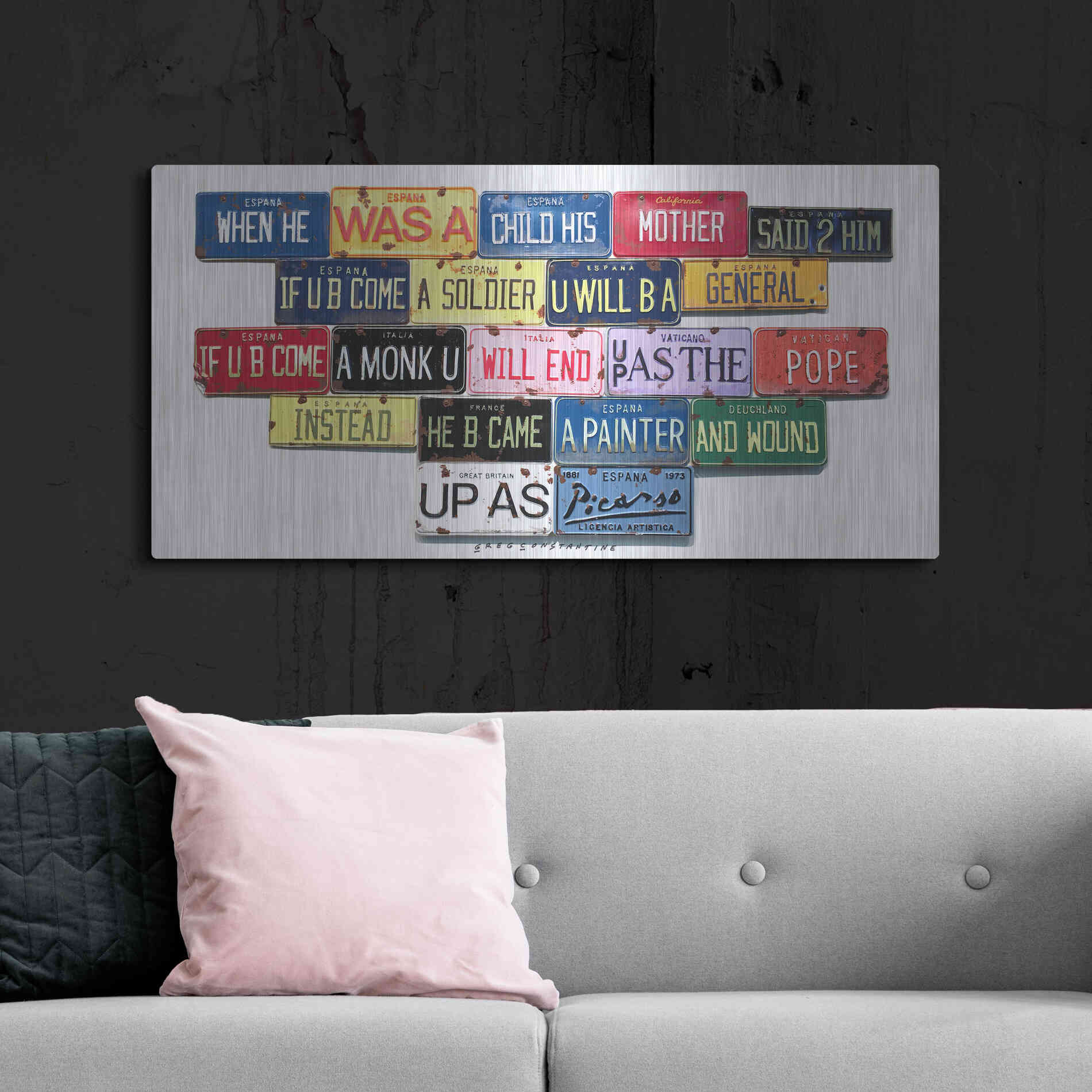Luxe Metal Art 'Picasso Mother Said' by Gregory Constantine, Metal Wall Art,48x24