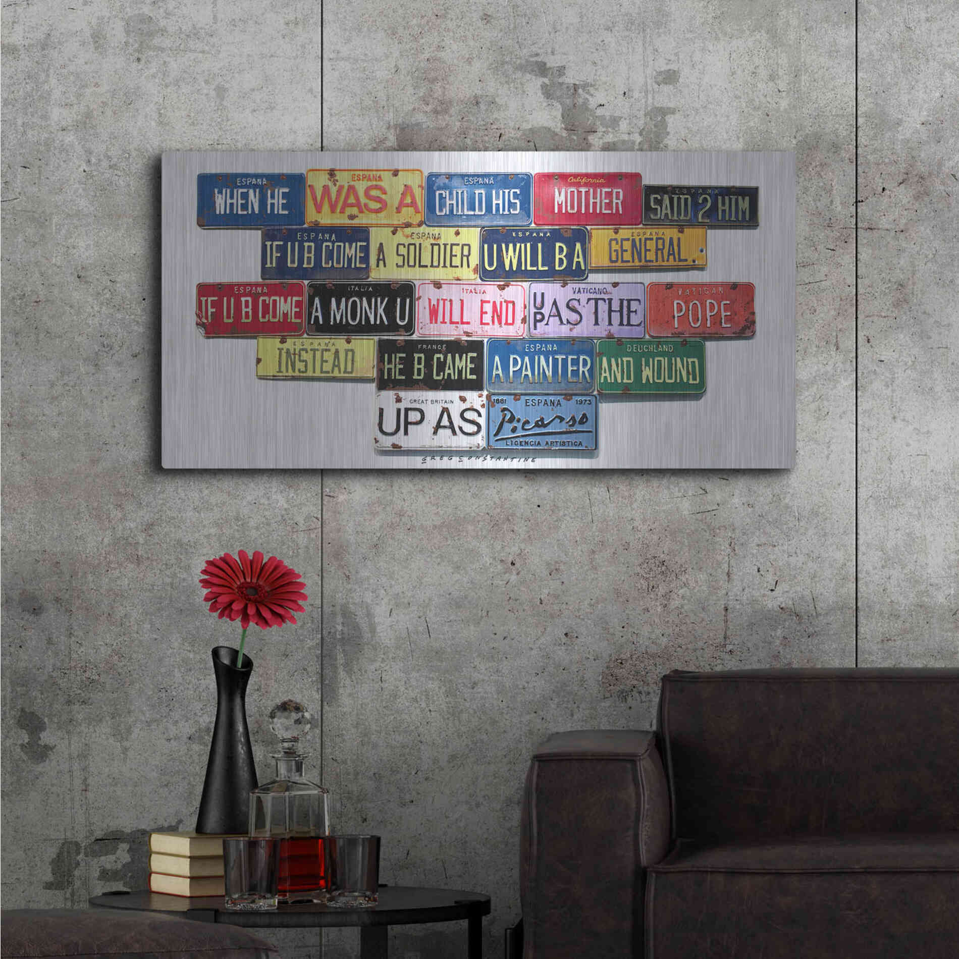 Luxe Metal Art 'Picasso Mother Said' by Gregory Constantine, Metal Wall Art,48x24