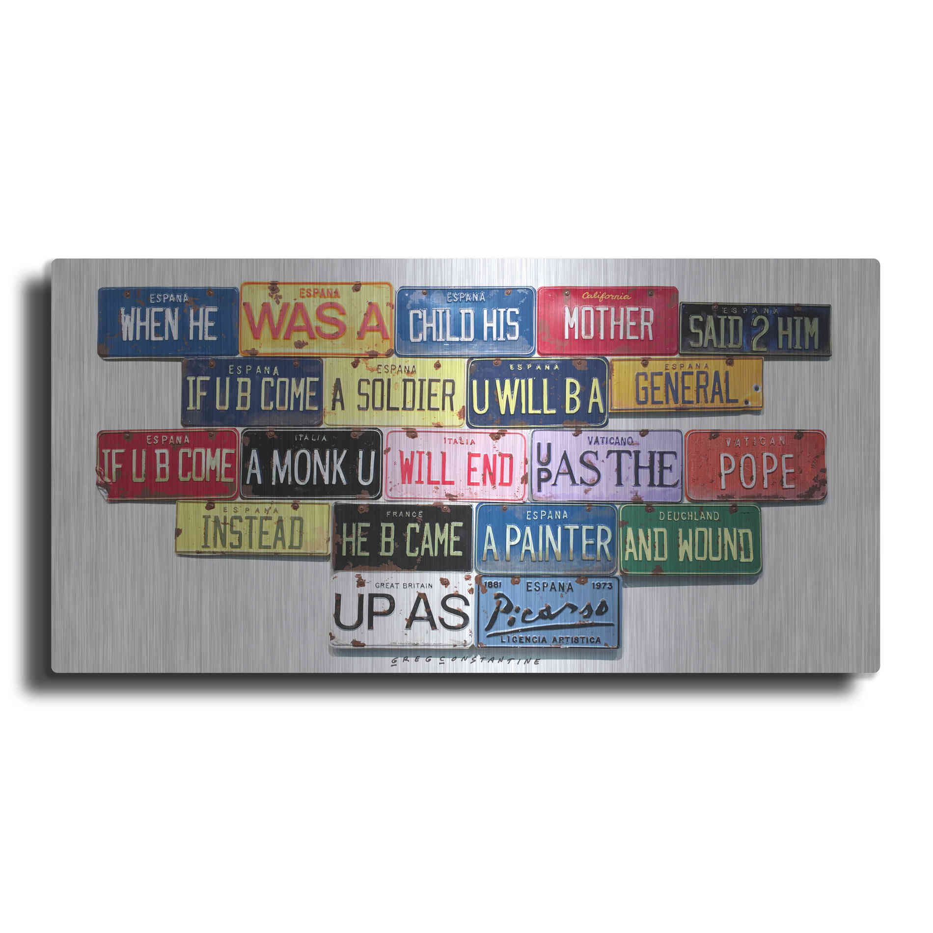 Luxe Metal Art 'Picasso Mother Said' by Gregory Constantine, Metal Wall Art