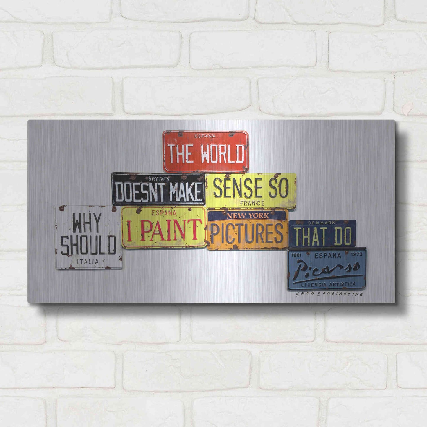 Luxe Metal Art 'Picasso Make Sense' by Gregory Constantine, Metal Wall Art,24x12