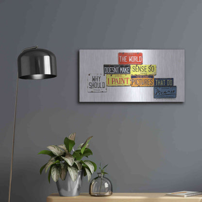 Luxe Metal Art 'Picasso Make Sense' by Gregory Constantine, Metal Wall Art,24x12