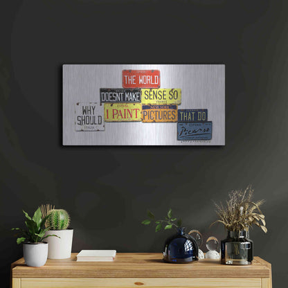Luxe Metal Art 'Picasso Make Sense' by Gregory Constantine, Metal Wall Art,24x12