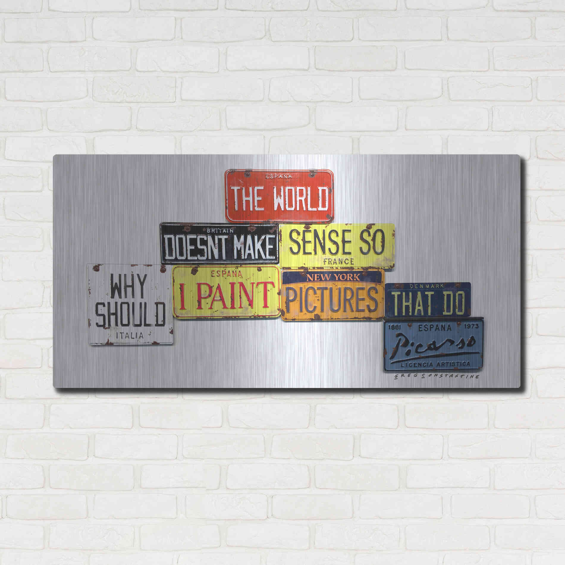 Luxe Metal Art 'Picasso Make Sense' by Gregory Constantine, Metal Wall Art,48x24