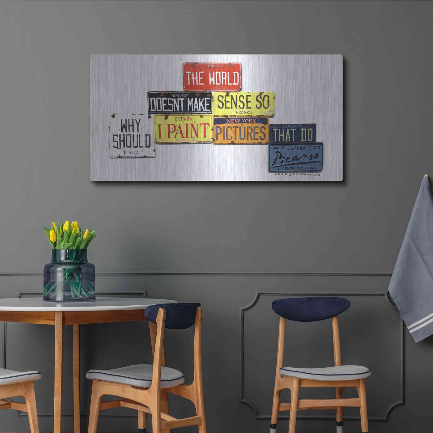 Luxe Metal Art 'Picasso Make Sense' by Gregory Constantine, Metal Wall Art,48x24