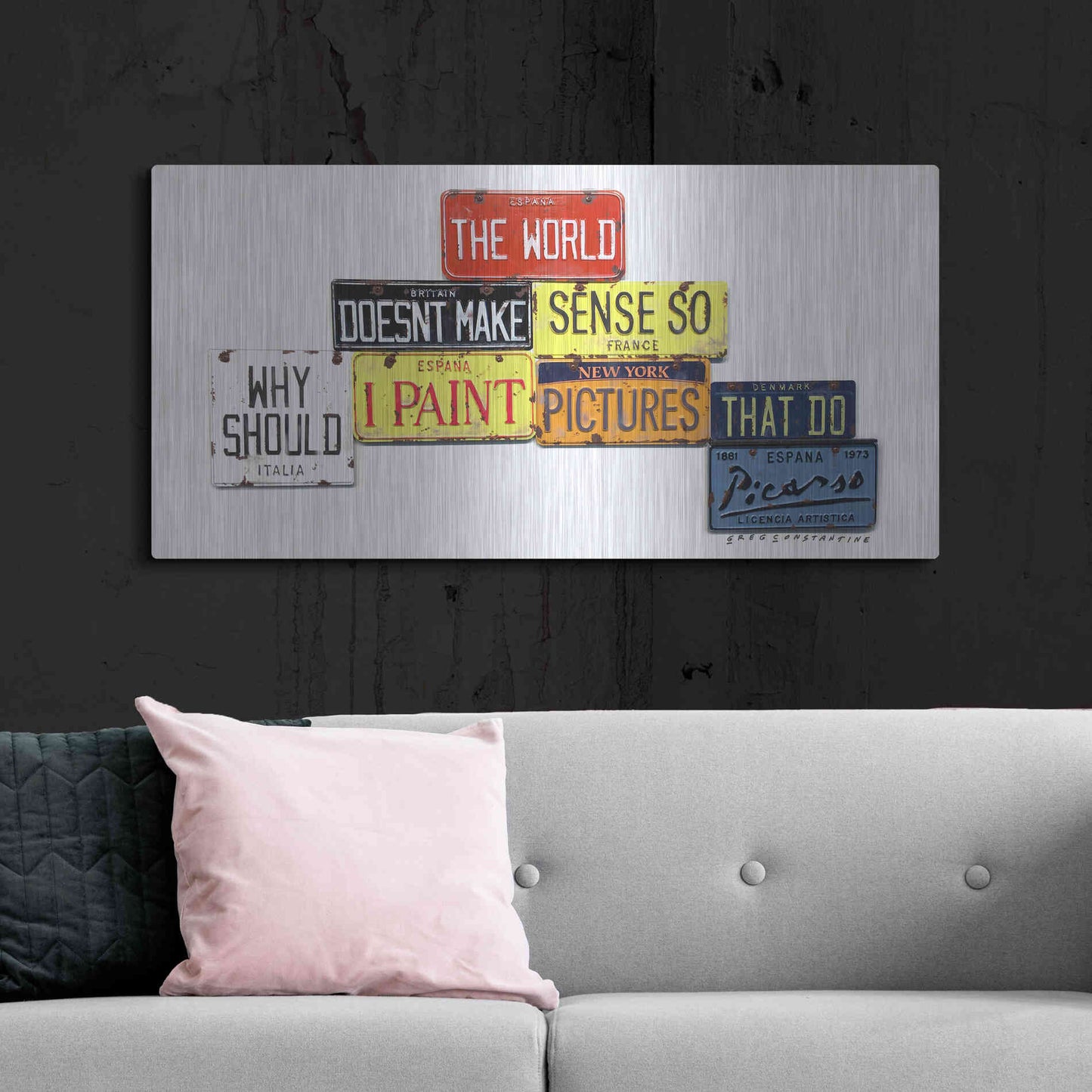 Luxe Metal Art 'Picasso Make Sense' by Gregory Constantine, Metal Wall Art,48x24